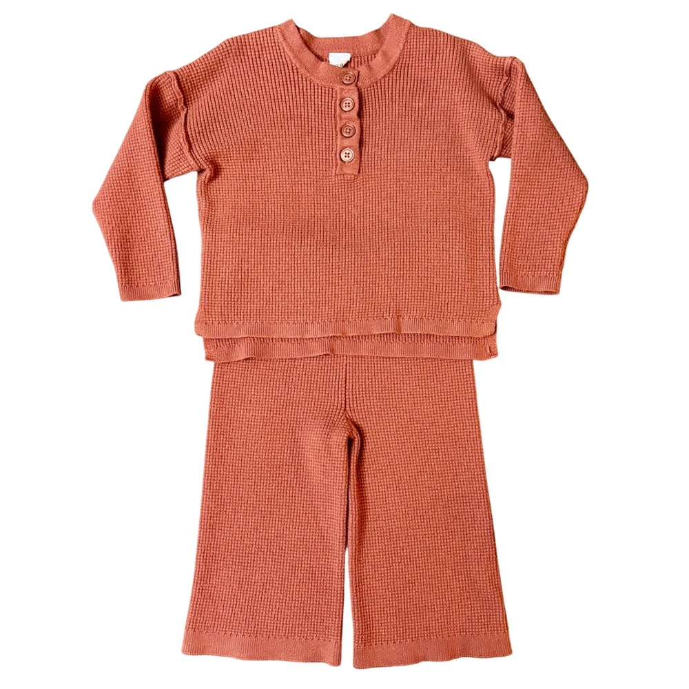 Modern Moments Toddler Henley‎ Sweater & Wide-Leg Pant Stretch 2-Piece Set 18m